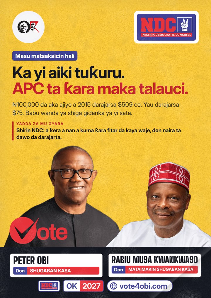 Ka yi aiki tuƙuru. APC ta ƙara maka talauci.