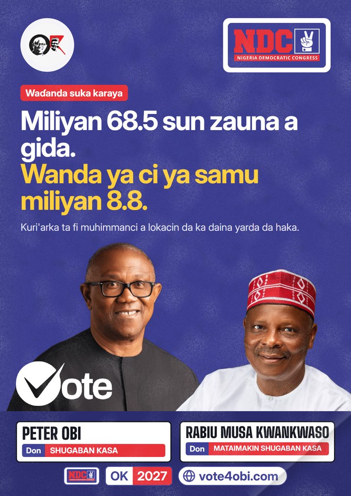 Miliyan 68.5 sun zauna a gida. Wanda ya ci ya samu miliyan 8.8.