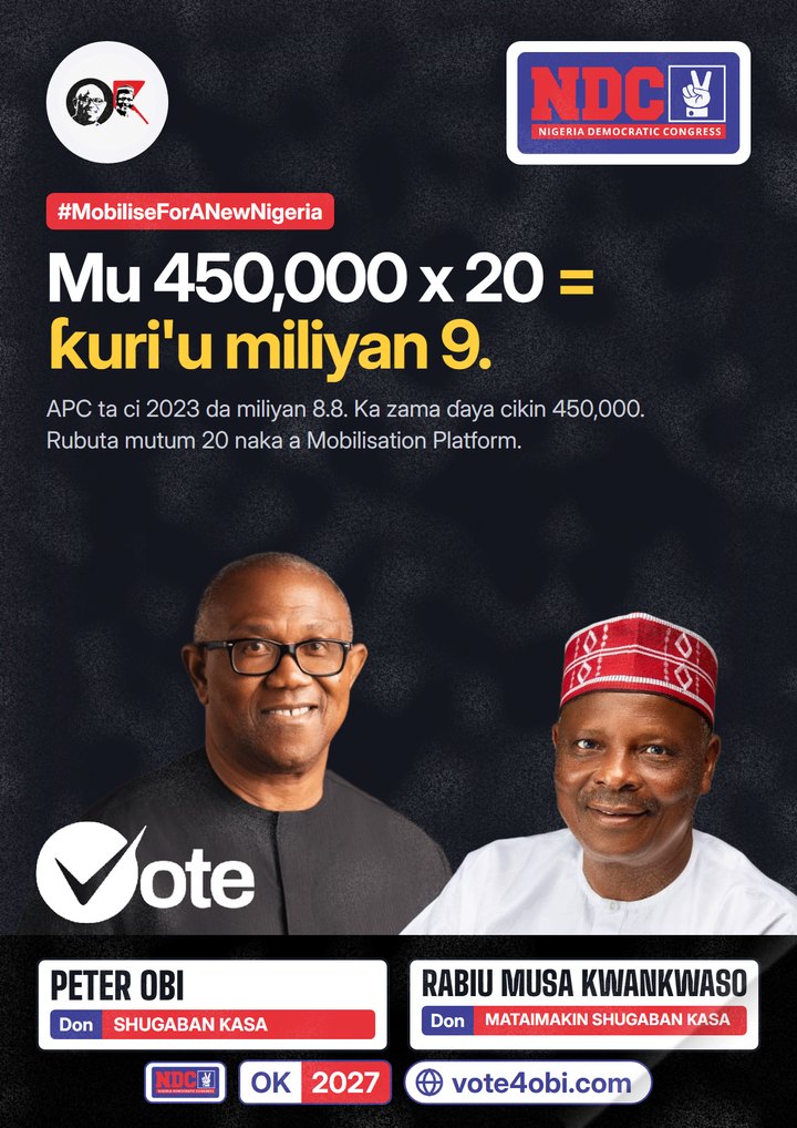 Mu 450,000 x 20 = ƙuri'u miliyan 9.