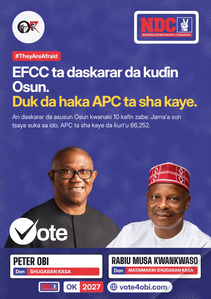 EFCC ta daskarar da kuɗin Osun. Duk da haka APC ta sha kaye.