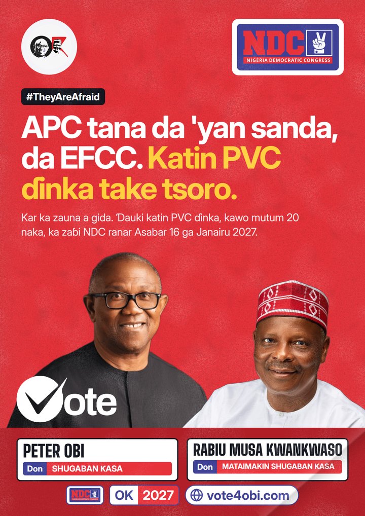 APC tana da 'yan sanda, da EFCC. Katin PVC ɗinka take tsoro.