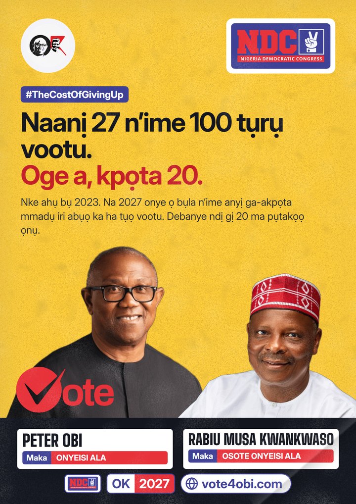 Naanị 27 n'ime 100 tụrụ vootu. Oge a, kpọta 20.