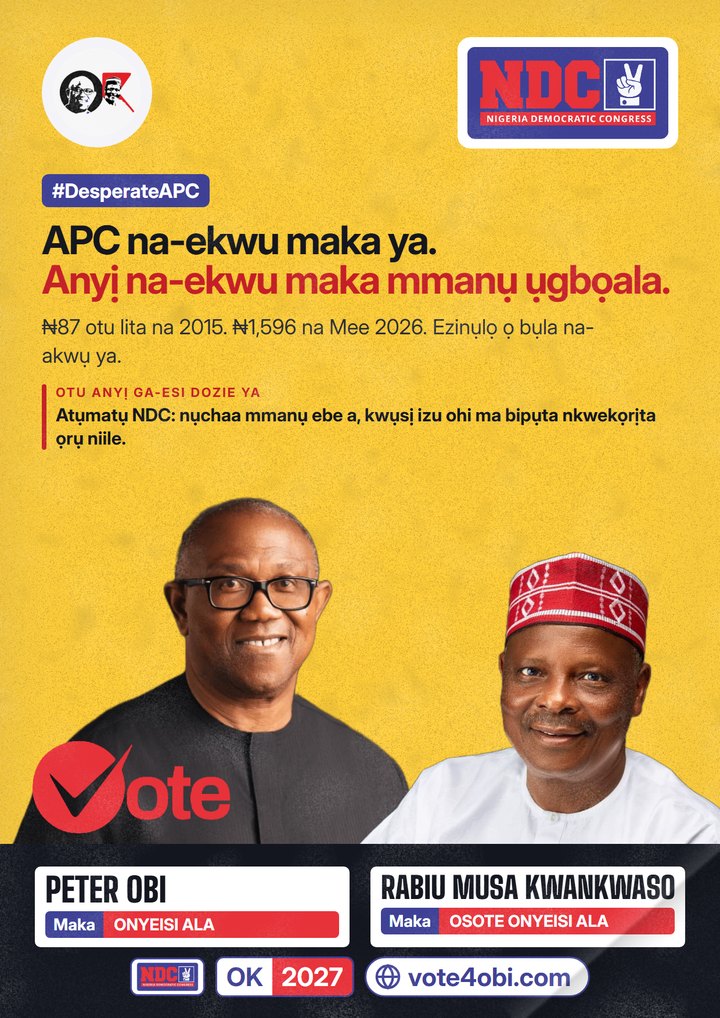APC na-ekwu maka ya. Anyị na-ekwu maka mmanụ ụgbọala.