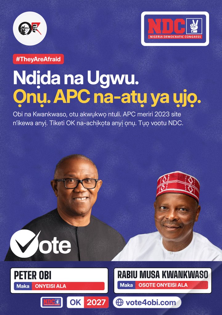 Ndịda na Ugwu. Ọnụ. APC na-atụ ya ụjọ.