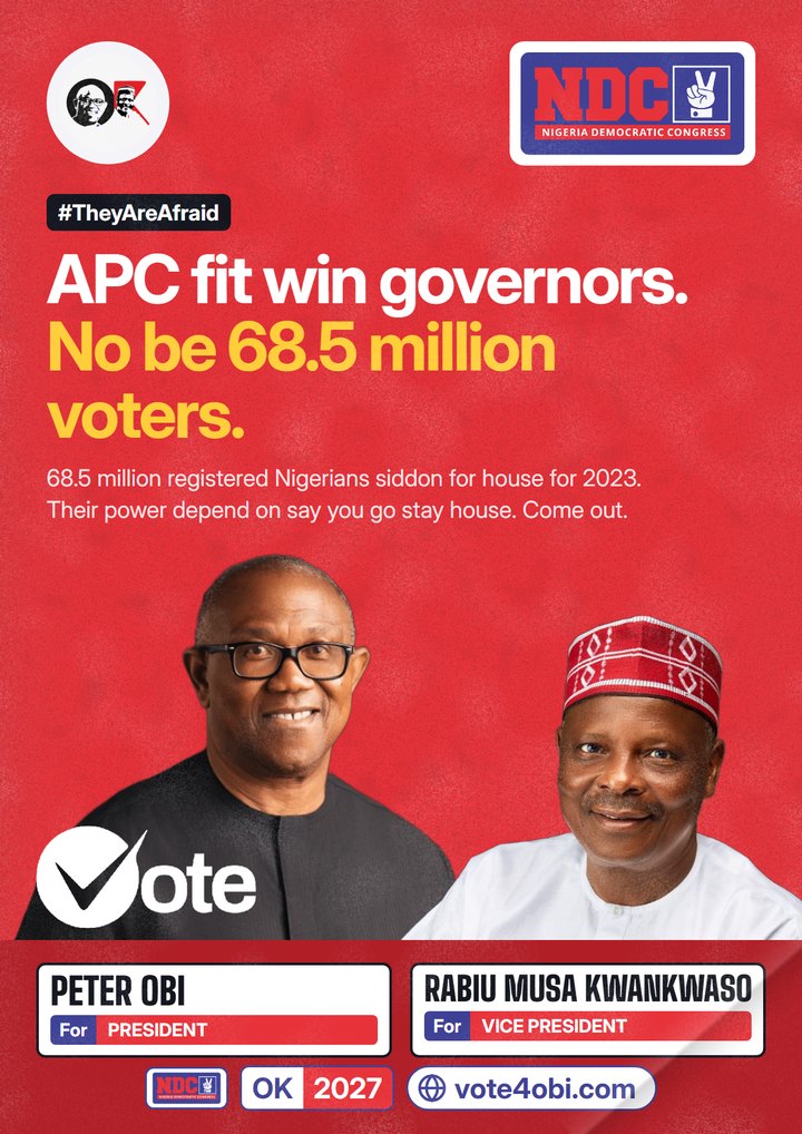 APC fit win governors. No be 68.5 million voters.
