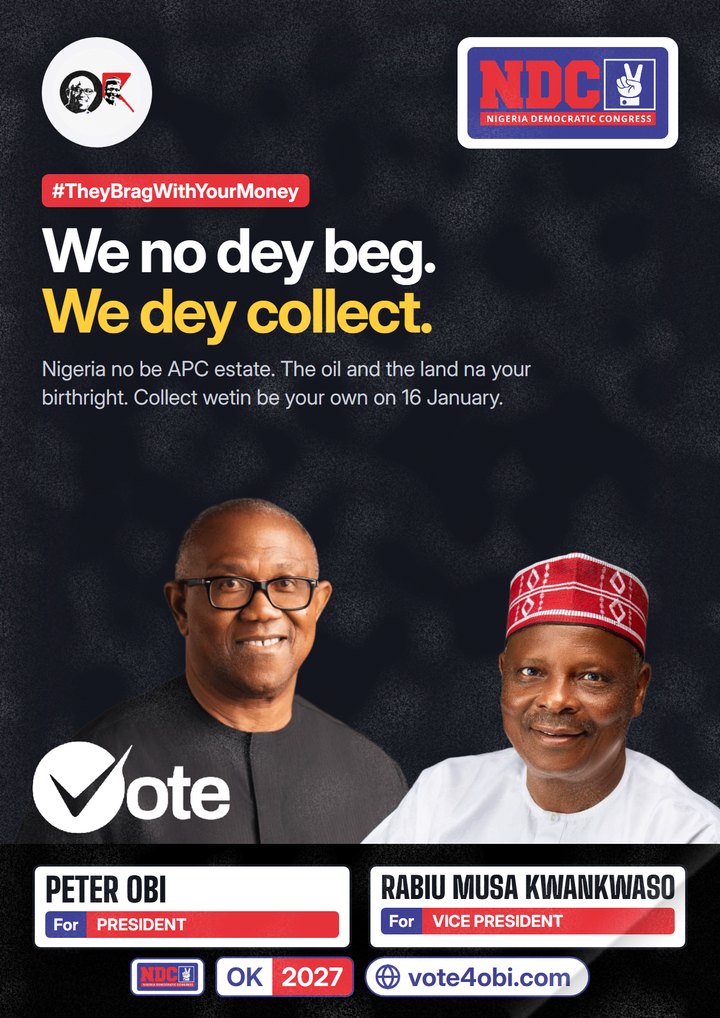 We no dey beg. Na collect we dey collect.