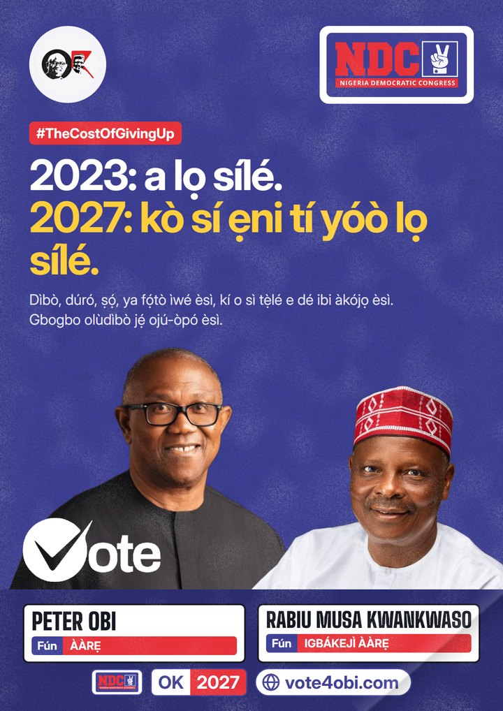 2023: a padà sílé. 2027: kò sẹ́ni tí yóò padà sílé.