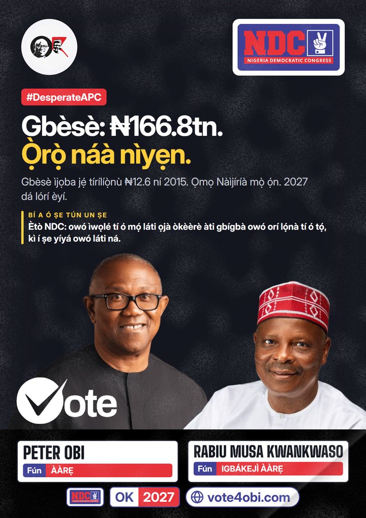 Gbèsè: ₦166.8tn. Ọ̀rọ̀ náà nìyẹn.