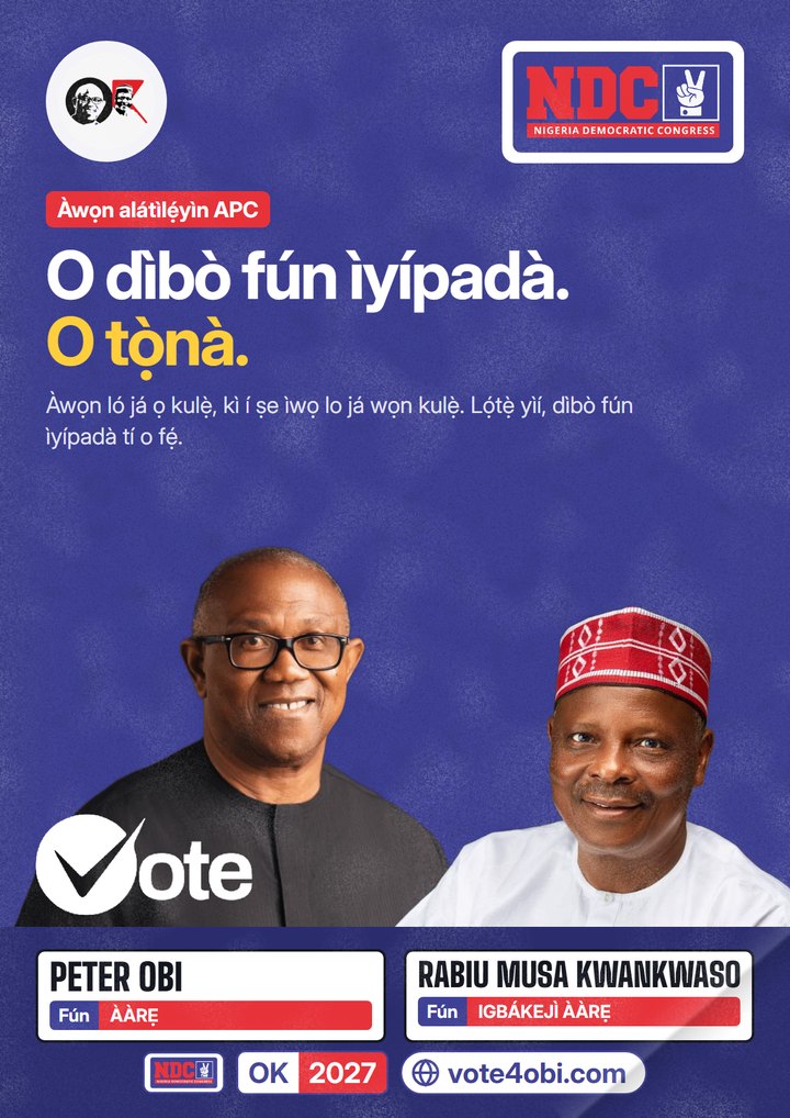 O dìbò fún àyípadà. O ṣe ohun tí ó tọ́.