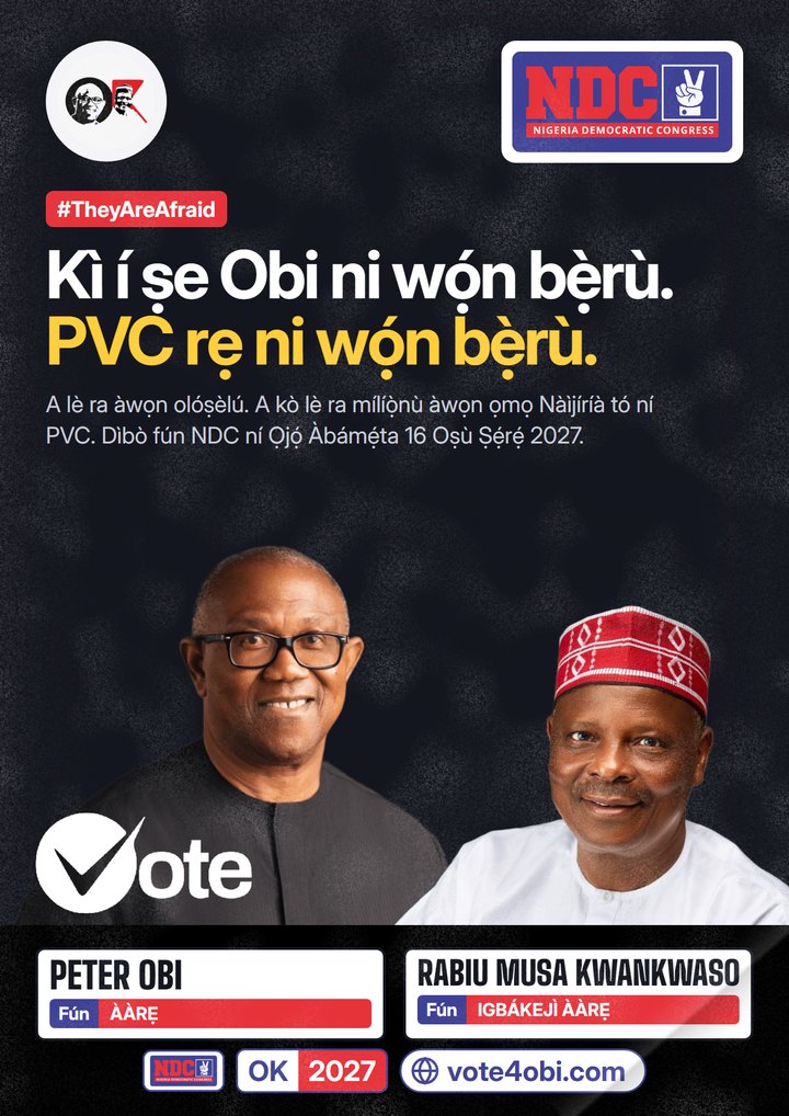 Kì í ṣe Obi ni ẹ̀rù rẹ̀ ń bà wọ́n. PVC rẹ ni.