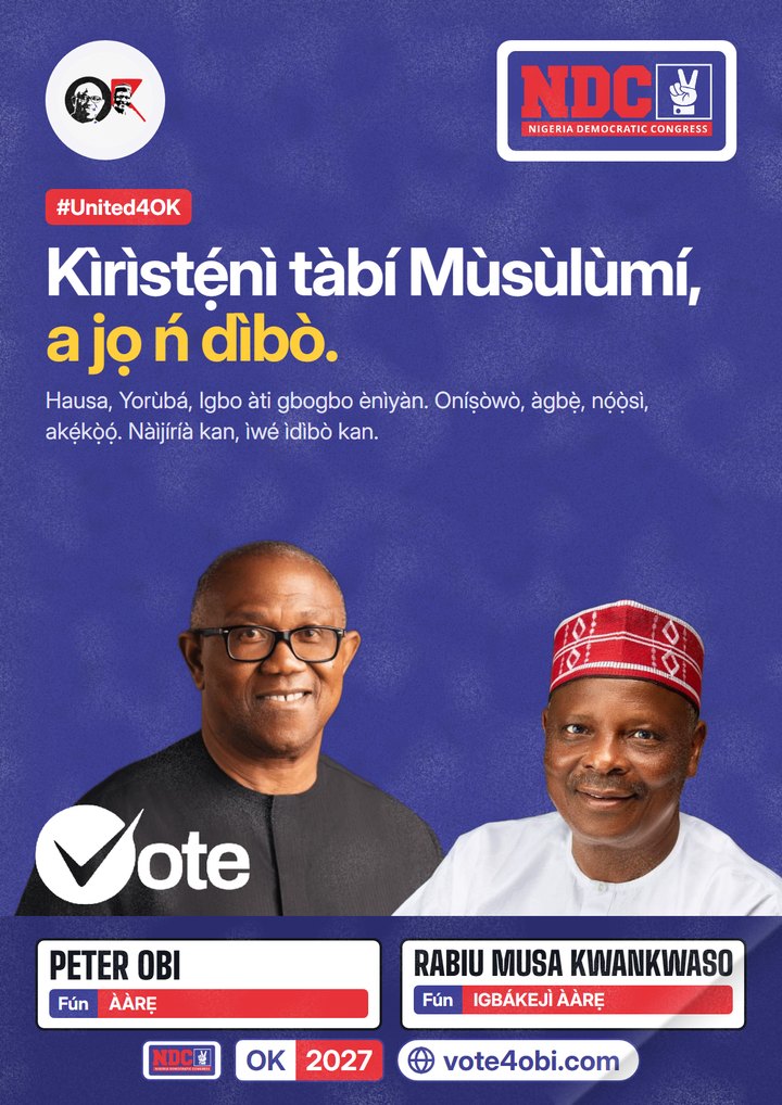 Kìrìsìtẹ́nì tàbí Mùsùlùmí, a jọ ń dìbò.