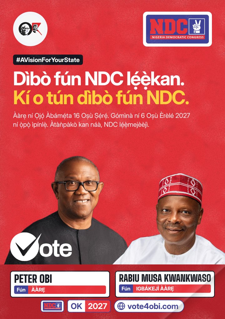 Dìbò fún NDC lẹ́ẹ̀kan. Kí o tún dìbò fún NDC.