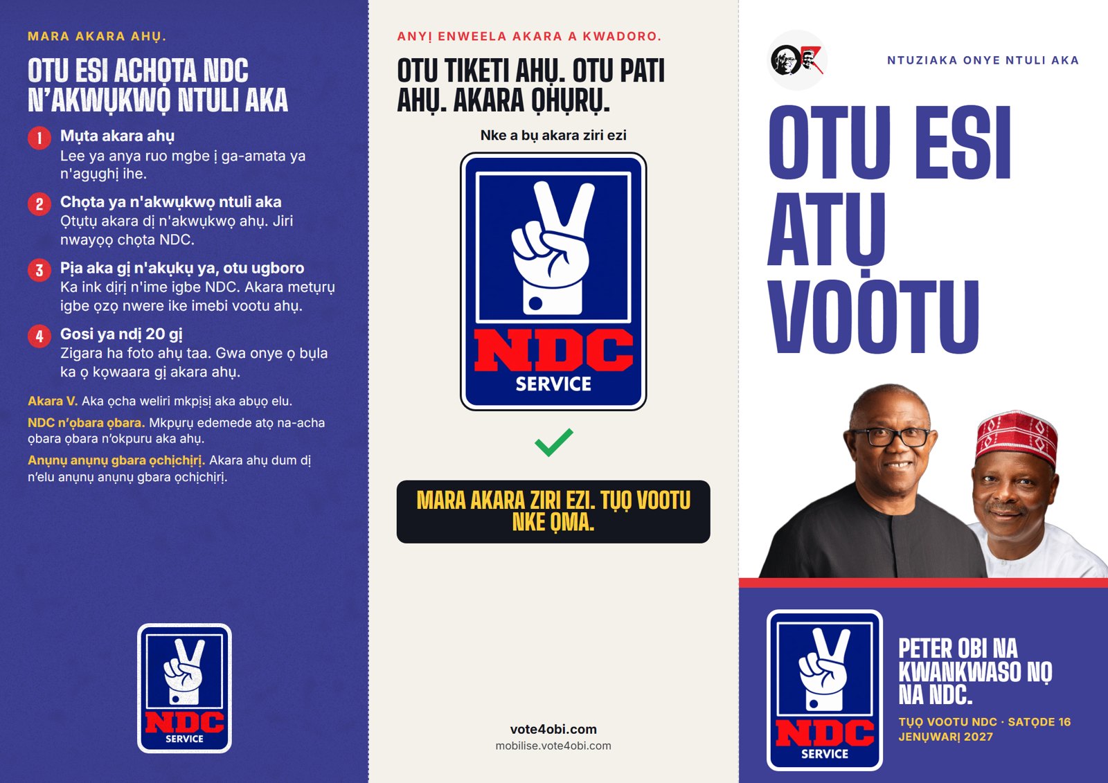 Akwụkwọ nta ahụ, n’èzí: ihu ya, akara ziri ezi na otu esi achọta NDC n’akwụkwọ ntuli aka