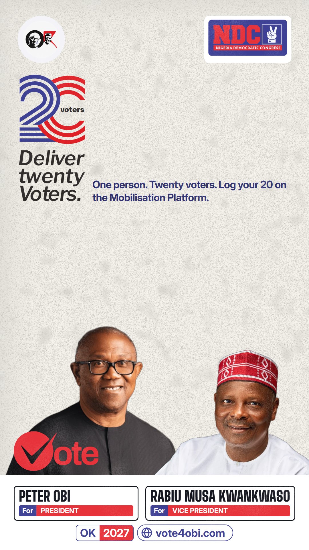Deliver twenty voters