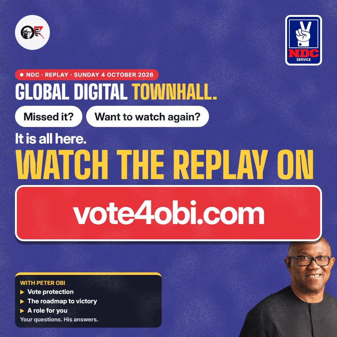 Square flyer: watch the townhall replay on vote4obi.com